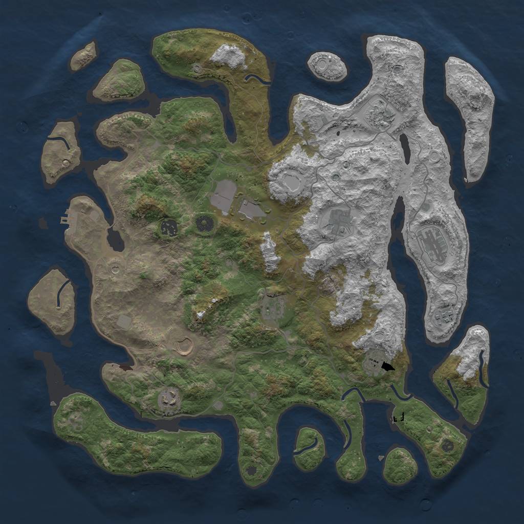 Rust Map: Procedural Map, Size: 4500, Seed: 1280720, 17 Monuments