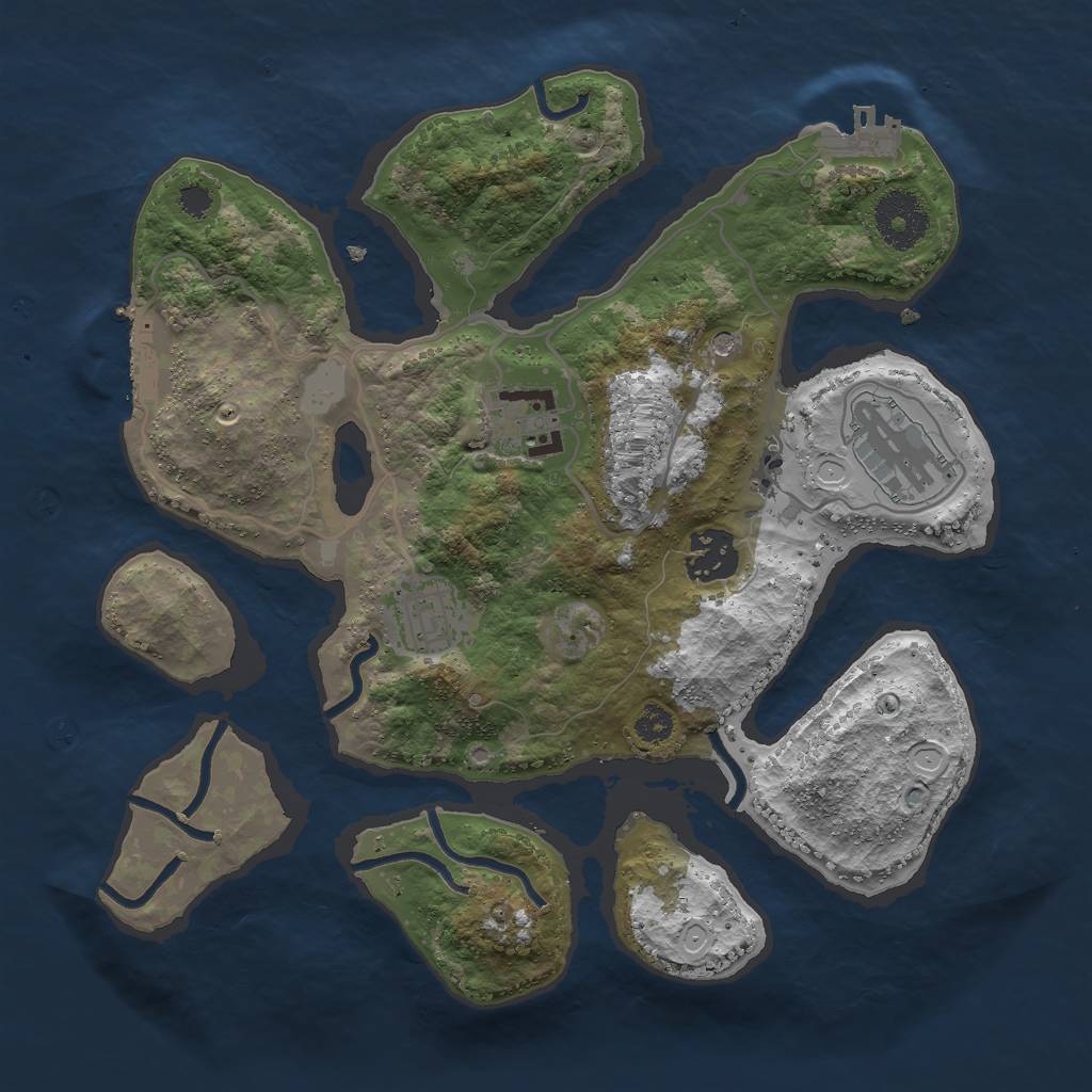 Rust Map: Procedural Map, Size: 3000, Seed: 418616116, 12 Monuments