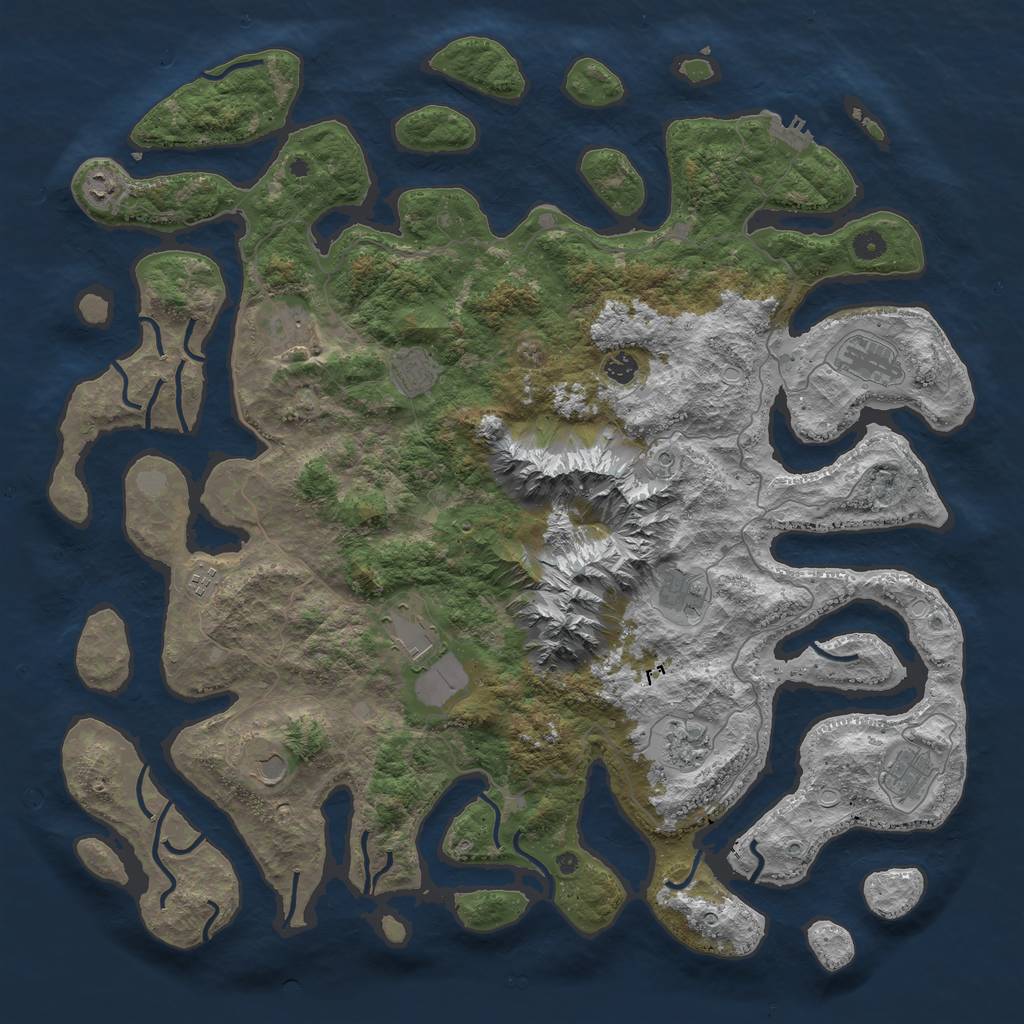 Rust Map: Procedural Map, Size: 5000, Seed: 1423629485, 18 Monuments