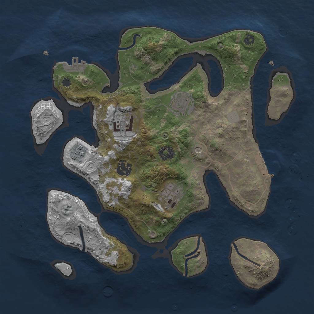 Rust Map: Procedural Map, Size: 3000, Seed: 1594543446, 13 Monuments