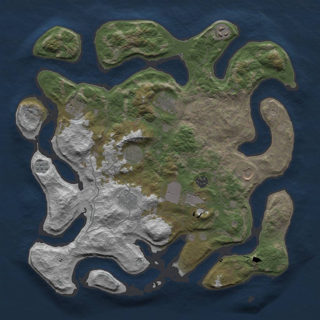 Rust Map: Barren, Size: 4000, Seed: 5395, 12 Monuments