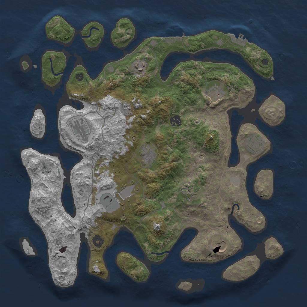 Rust Map: Procedural Map, Size: 4000, Seed: 15122019, 18 Monuments
