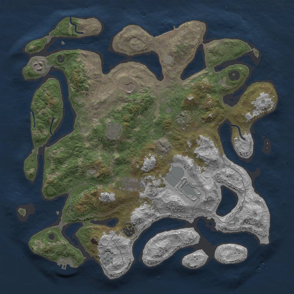 Rust Map: Procedural Map, Size: 4000, Seed: 255911087, 16 Monuments