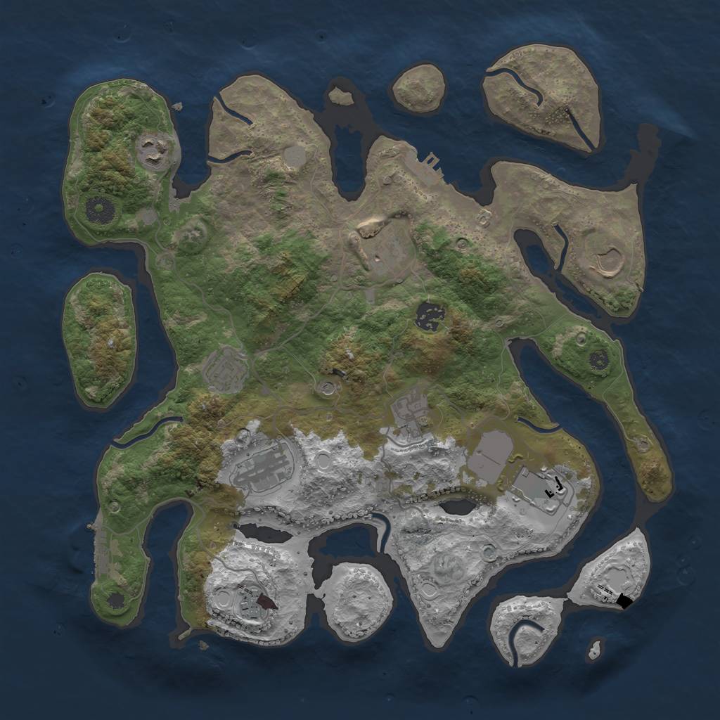 Rust Map: Procedural Map, Size: 3700, Seed: 373619316, 17 Monuments