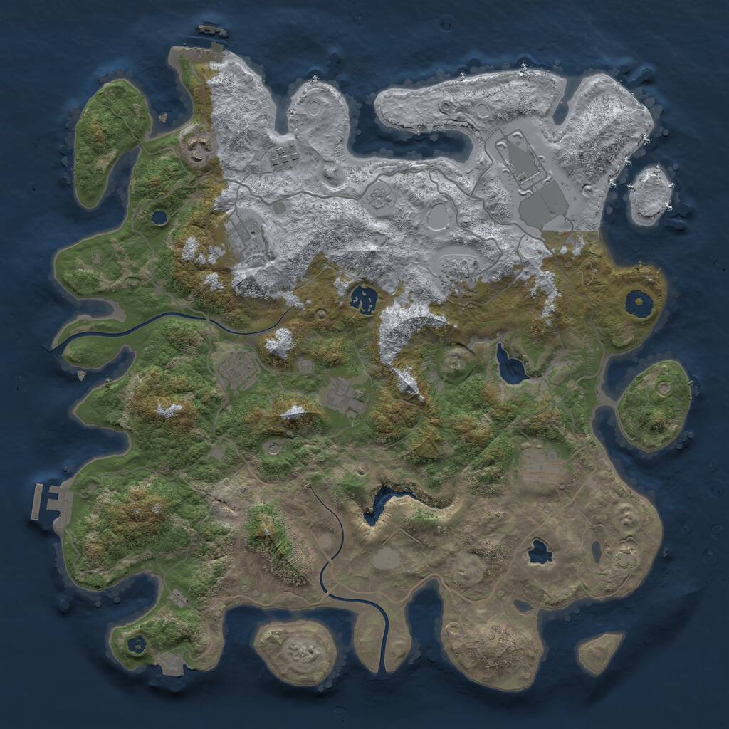 Rust Map: Procedural Map, Size: 4000, Seed: 738675, 15 Monuments