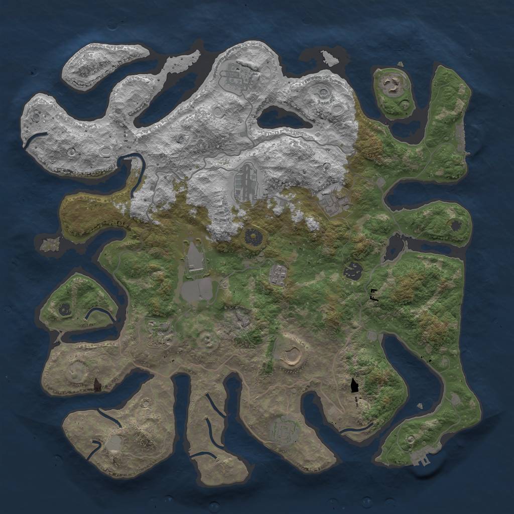 Rust Map: Procedural Map, Size: 4250, Seed: 840039691, 18 Monuments