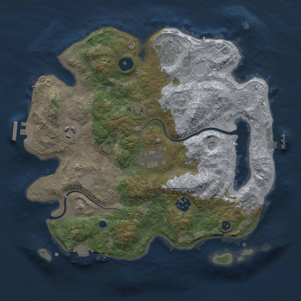 Rust Map: Procedural Map, Size: 3200, Seed: 594097395, 11 Monuments