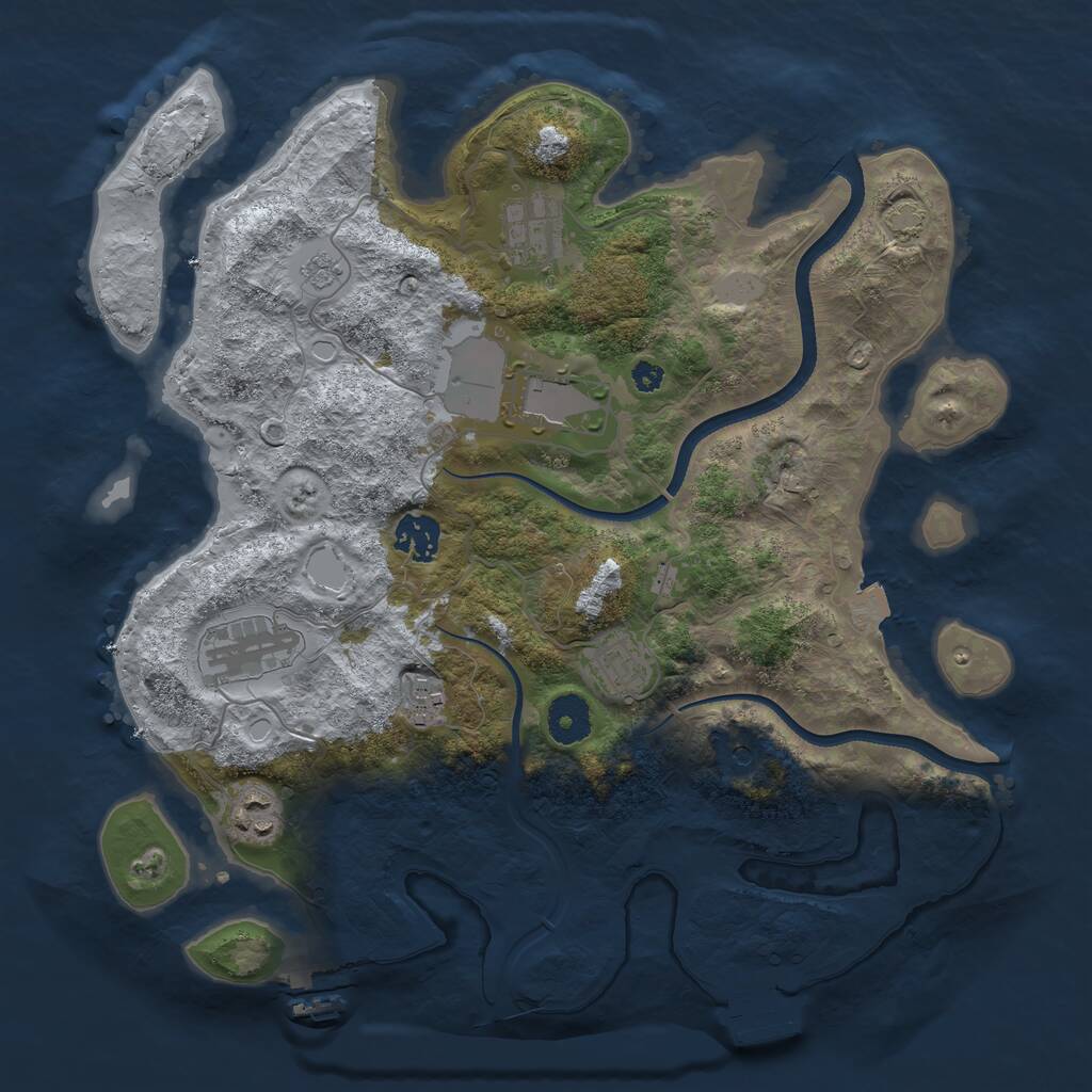 Rust Map: Procedural Map, Size: 3500, Seed: 55112, 13 Monuments