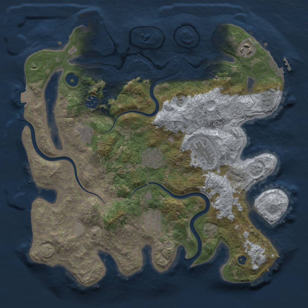 Rust Map: Procedural Map, Size: 3500, Seed: 2346578, 13 Monuments