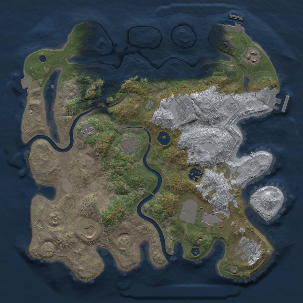 Rust Map: Procedural Map, Size: 3500, Seed: 2346578, 14 Monuments