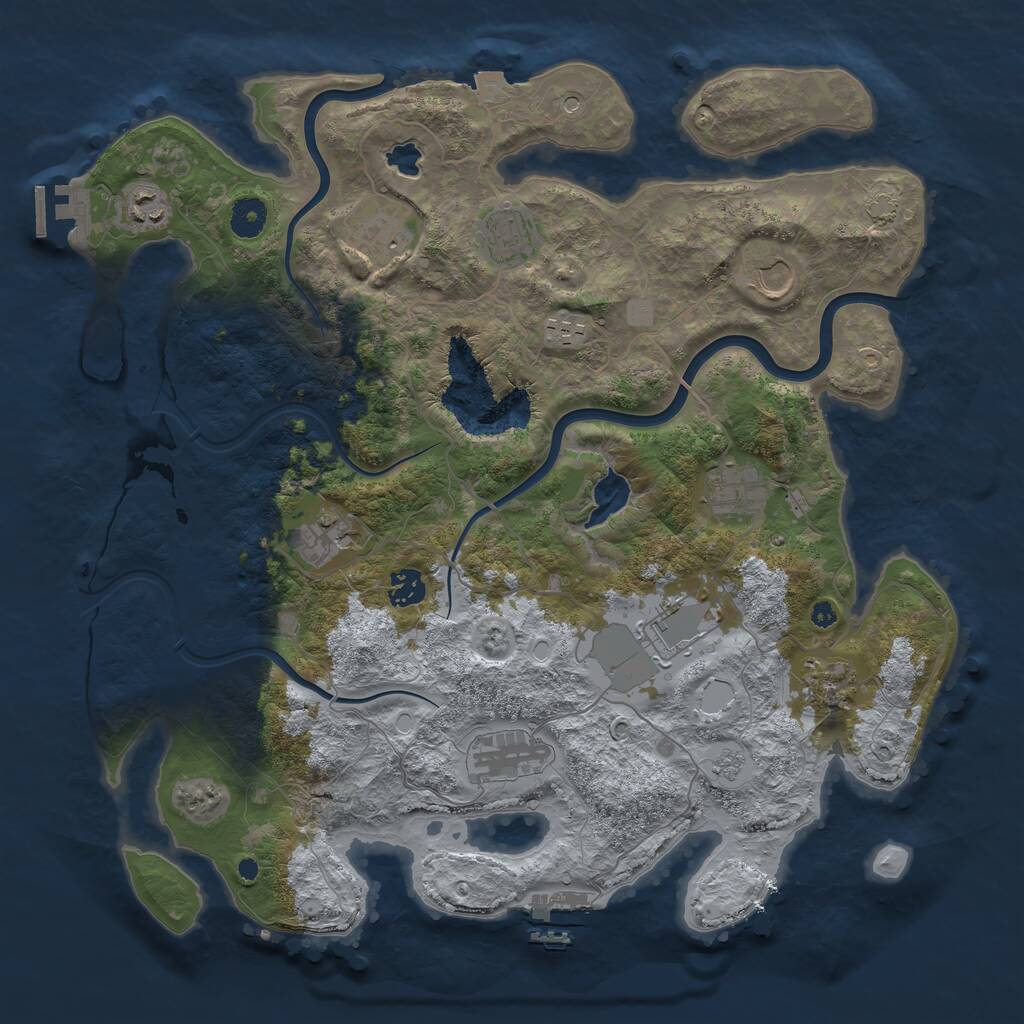 Rust Map: Procedural Map, Size: 4000, Seed: 460628901, 17 Monuments