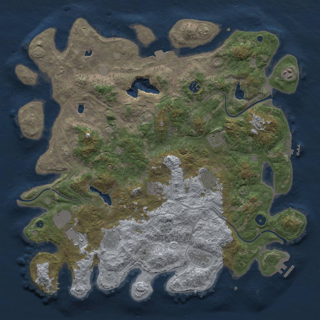 Rust Map: Procedural Map, Size: 4500, Seed: 1027746792, 16 Monuments