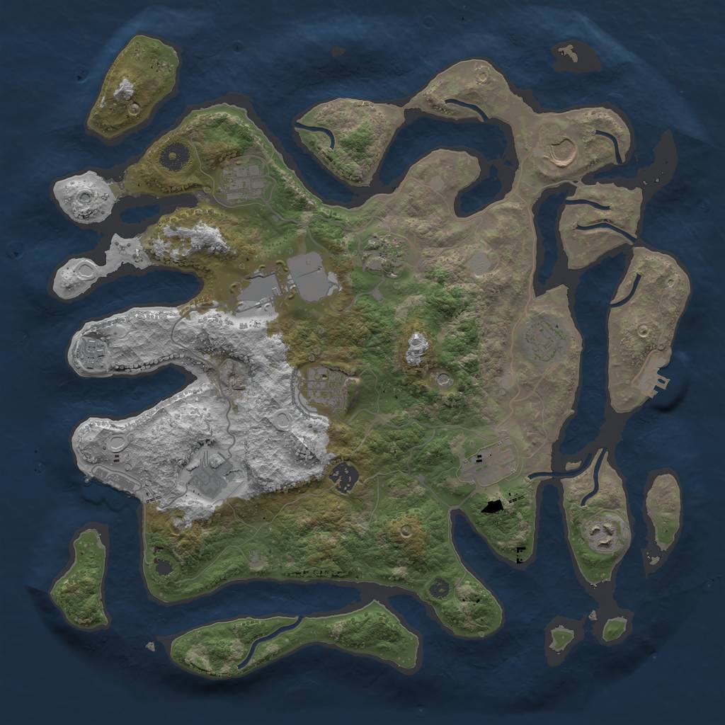 Rust Map: Procedural Map, Size: 3850, Seed: 685501061, 19 Monuments