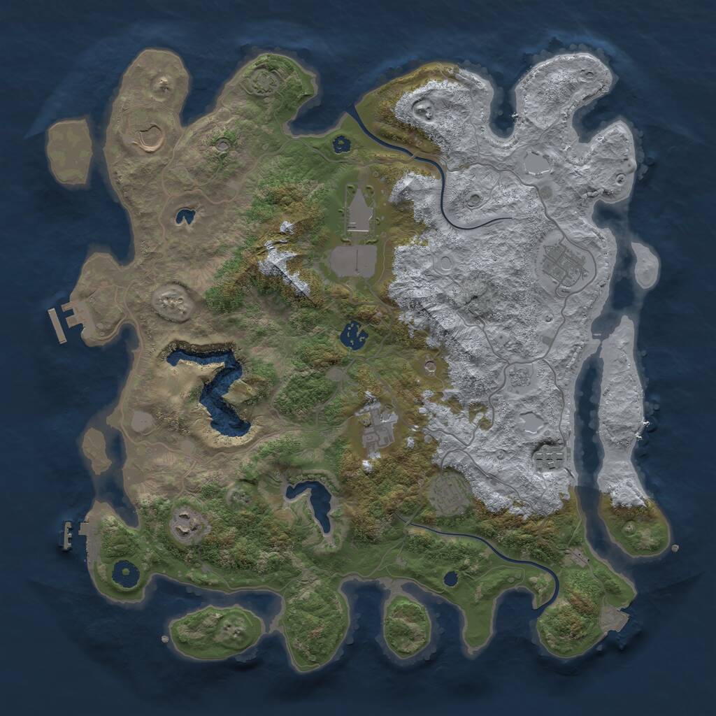 Rust Map: Procedural Map, Size: 4000, Seed: 19123, 14 Monuments