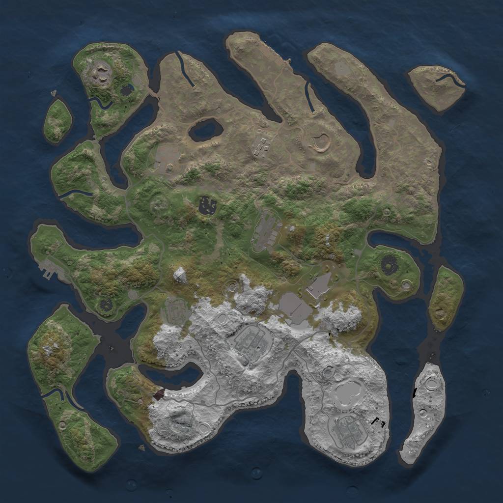 Rust Map: Procedural Map, Size: 4000, Seed: 199273605, 18 Monuments