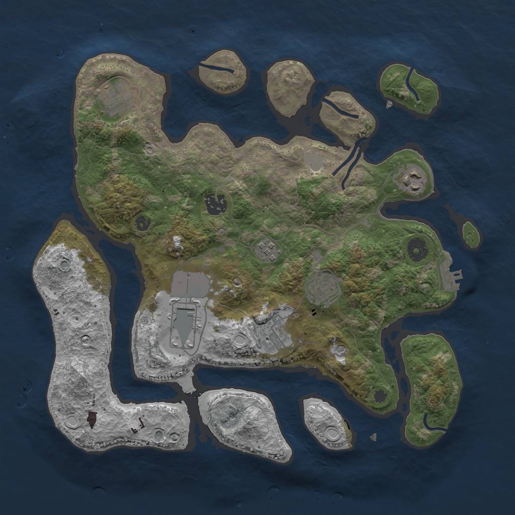 Rust Map: Procedural Map, Size: 3500, Seed: 3155335, 14 Monuments