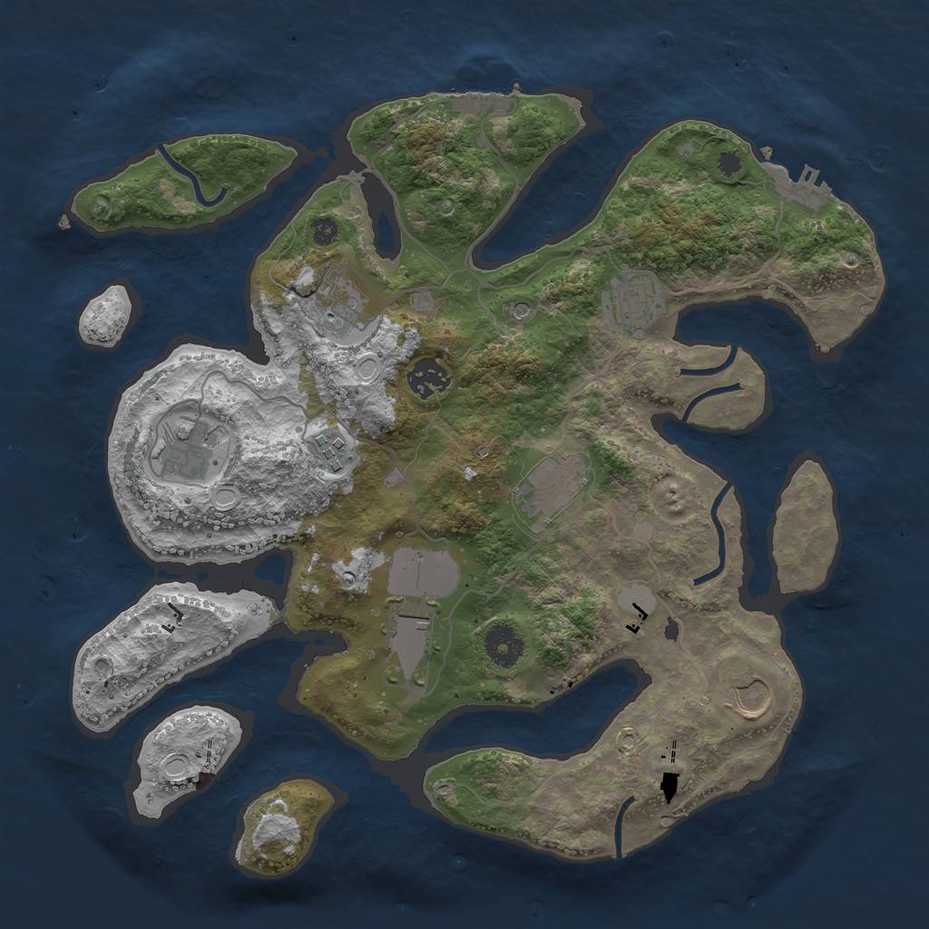 Rust Map: Procedural Map, Size: 3500, Seed: 1178671076, 16 Monuments