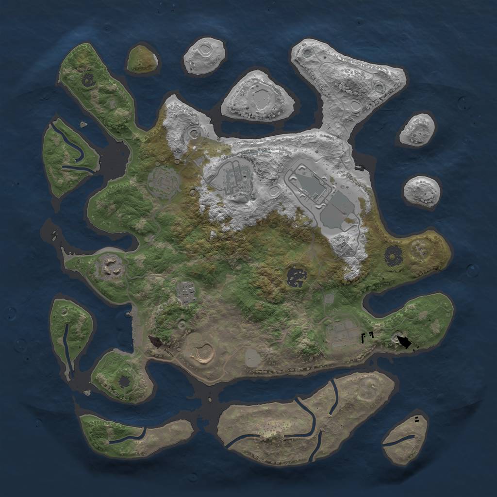 Rust Map: Procedural Map, Size: 3700, Seed: 2430998, 15 Monuments