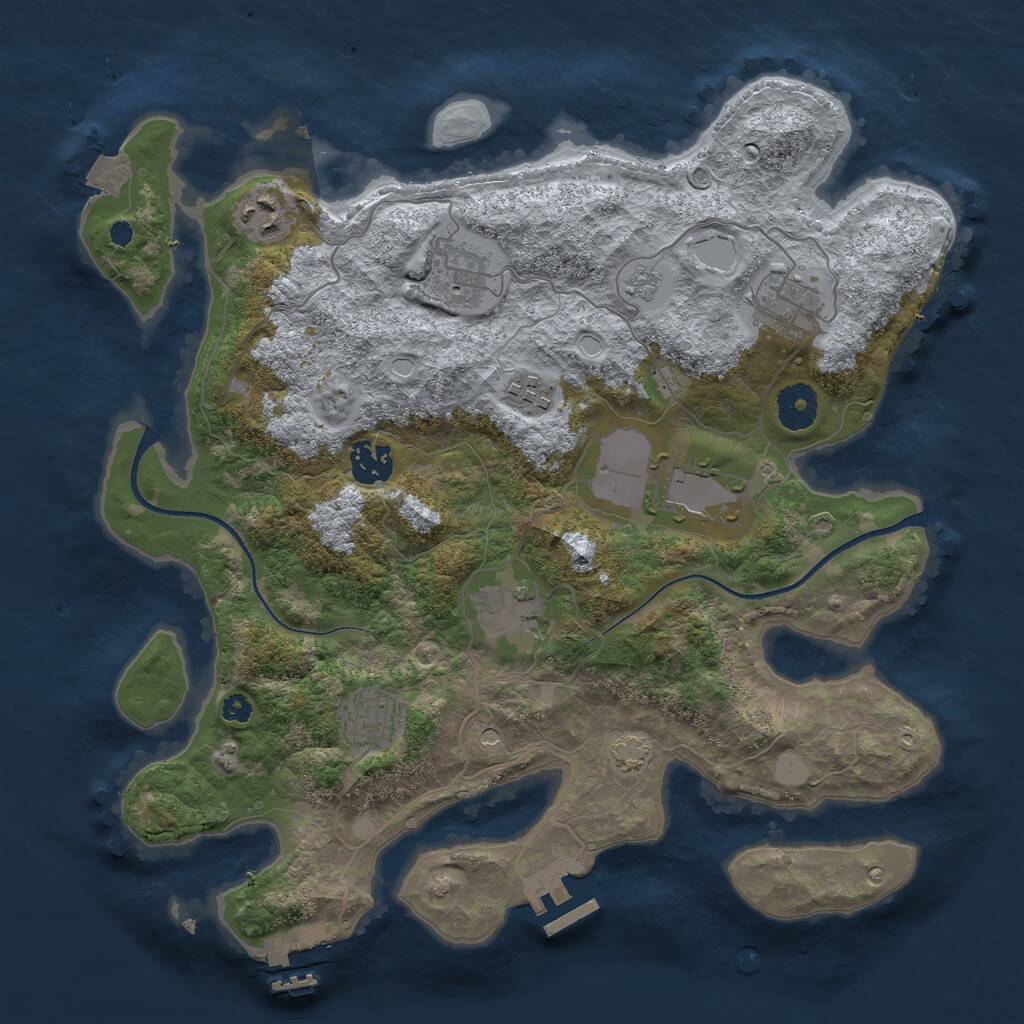 Rust Map: Procedural Map, Size: 3500, Seed: 1993415365, 14 Monuments