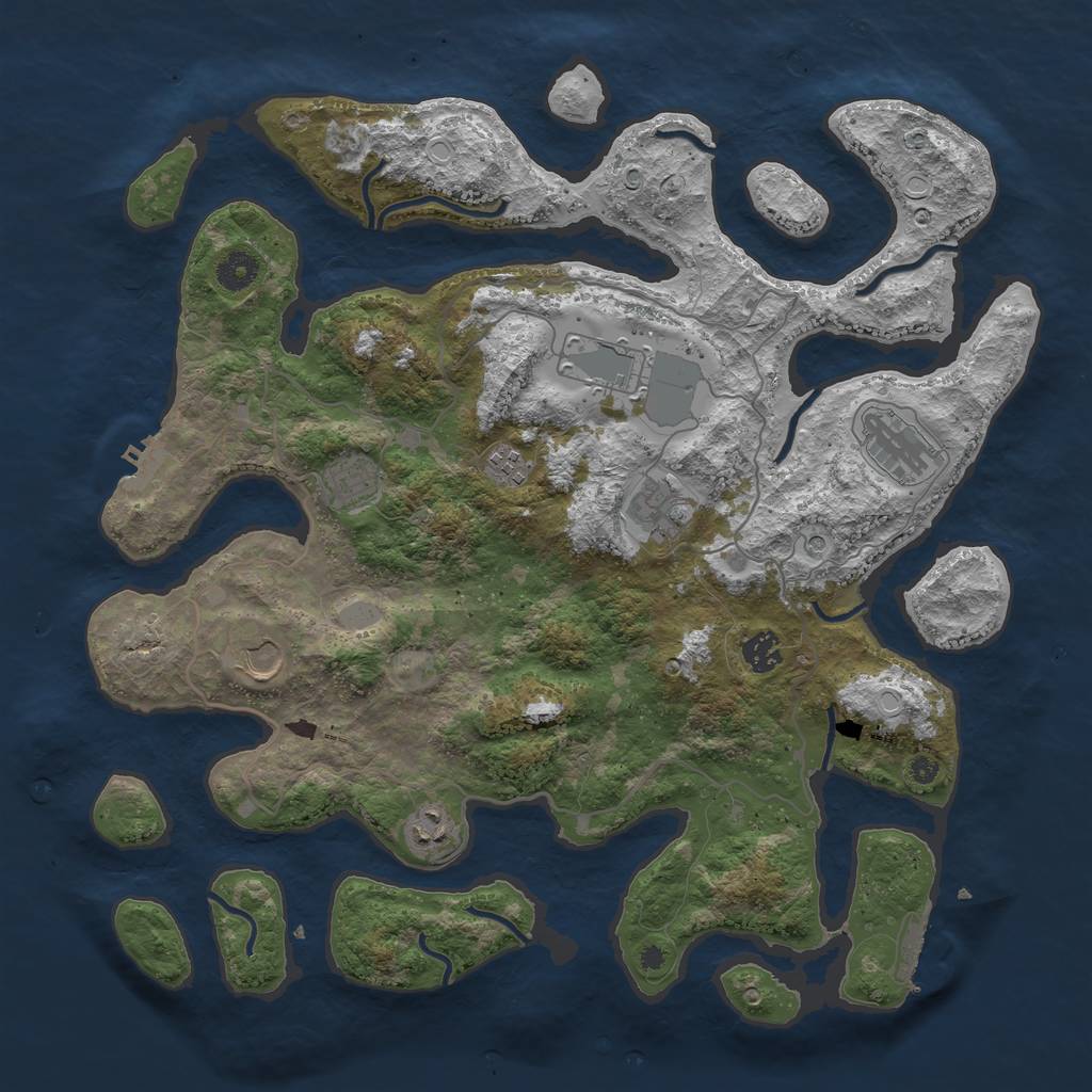 Rust Map: Procedural Map, Size: 4096, Seed: 12897678, 16 Monuments