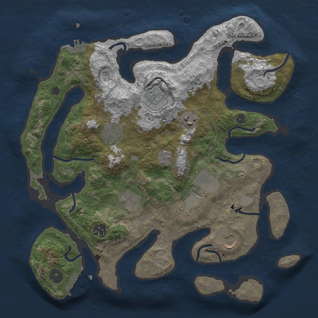 Rust Map: Procedural Map, Size: 3500, Seed: 696732366, 16 Monuments
