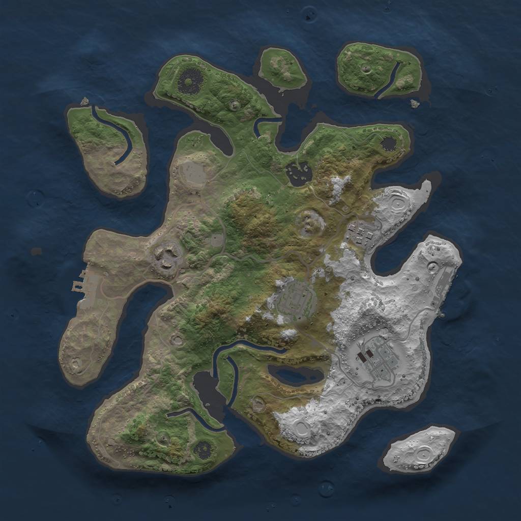 Rust Map: Procedural Map, Size: 3000, Seed: 1349720730, 12 Monuments