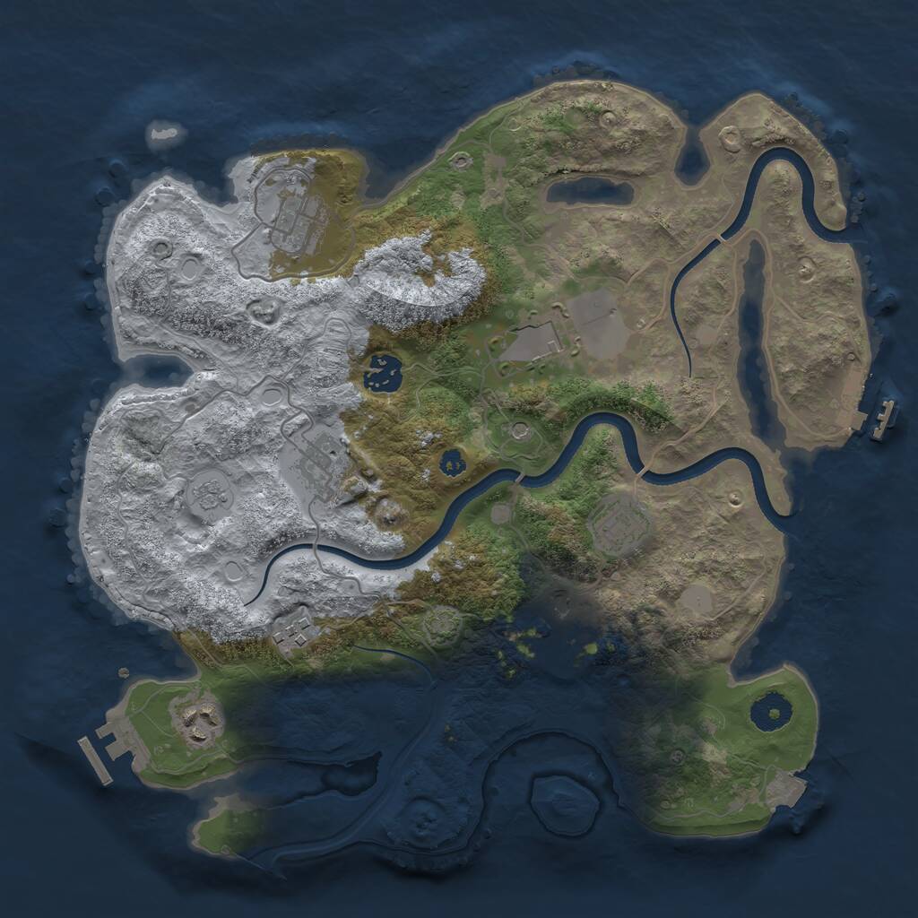 Rust Map: Procedural Map, Size: 3500, Seed: 3128918, 14 Monuments