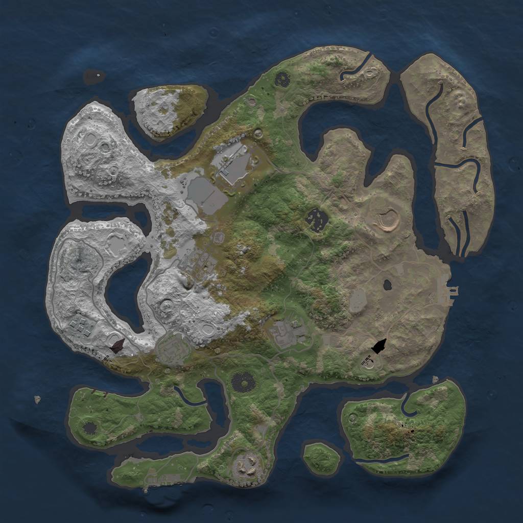 Rust Map: Procedural Map, Size: 3500, Seed: 3128918, 16 Monuments