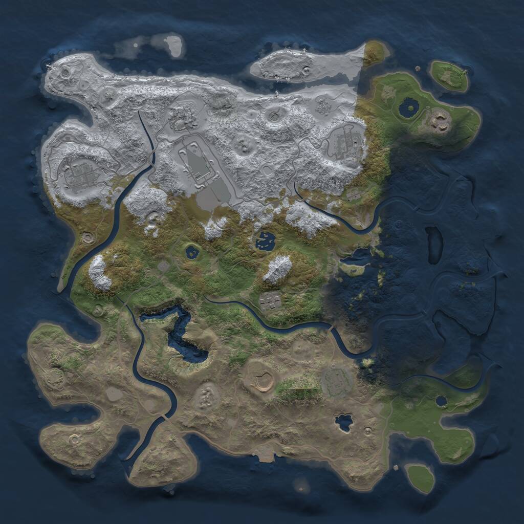 Rust Map: Procedural Map, Size: 4000, Seed: 129907263, 14 Monuments