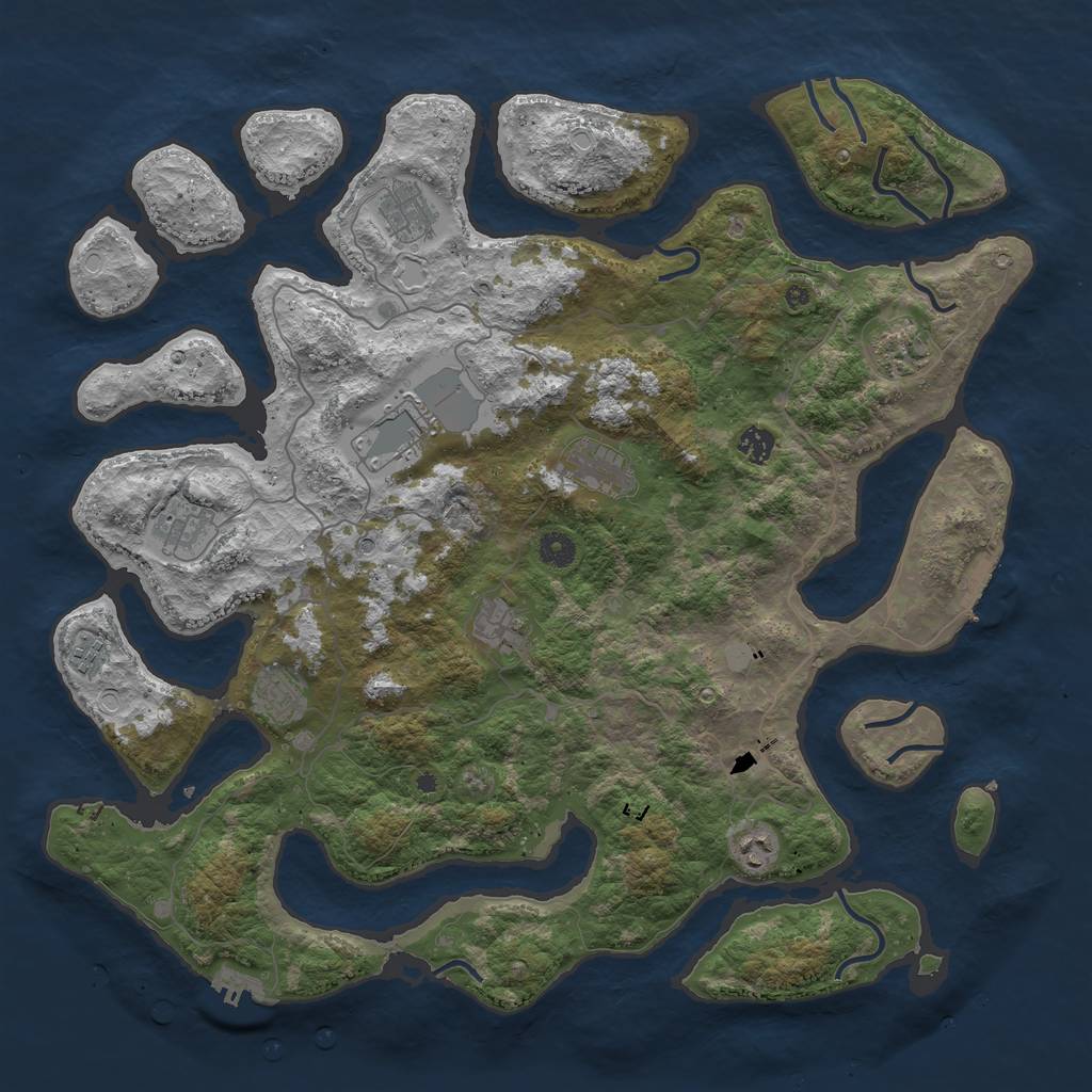 Rust Map: Procedural Map, Size: 4500, Seed: 235344, 18 Monuments
