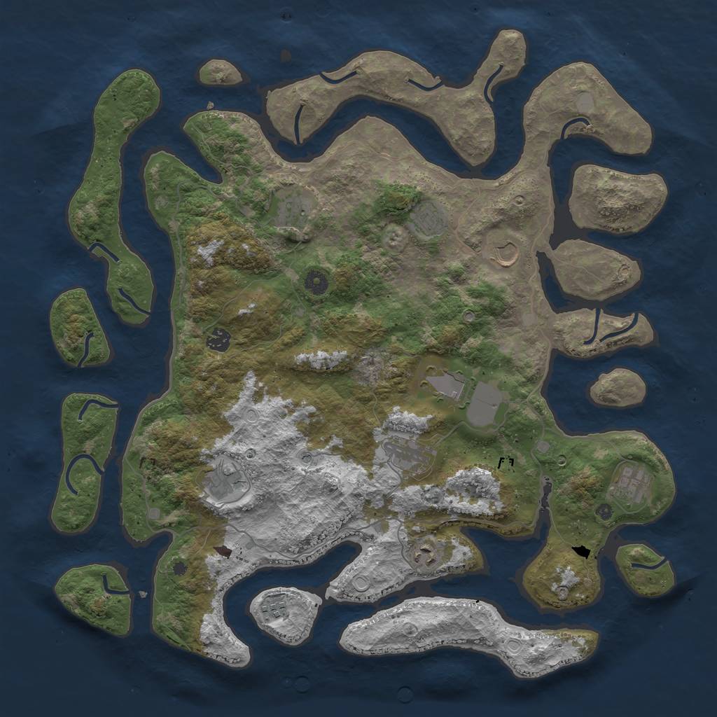 Rust Map: Procedural Map, Size: 4500, Seed: 1226209631, 16 Monuments