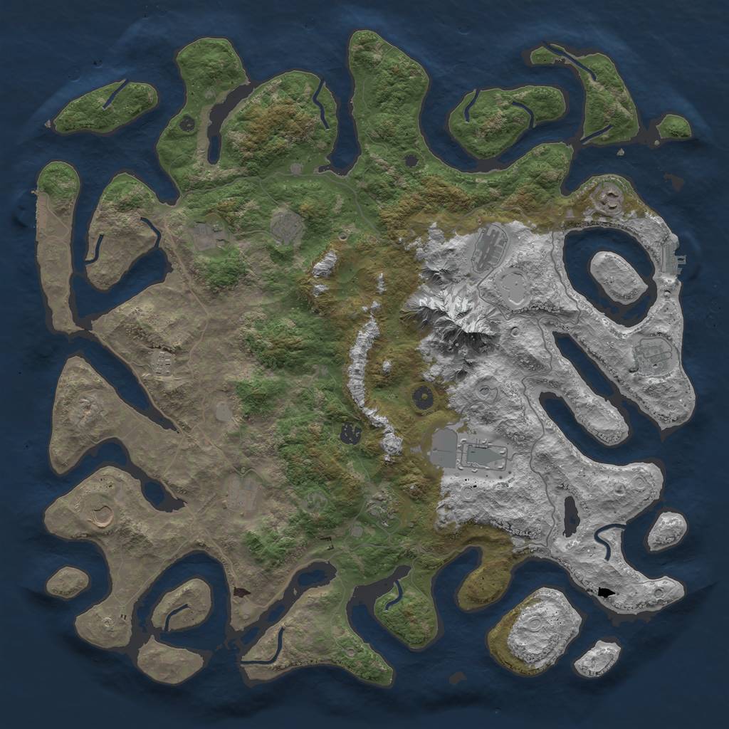 Rust Map: Procedural Map, Size: 5000, Seed: 4654642, 19 Monuments