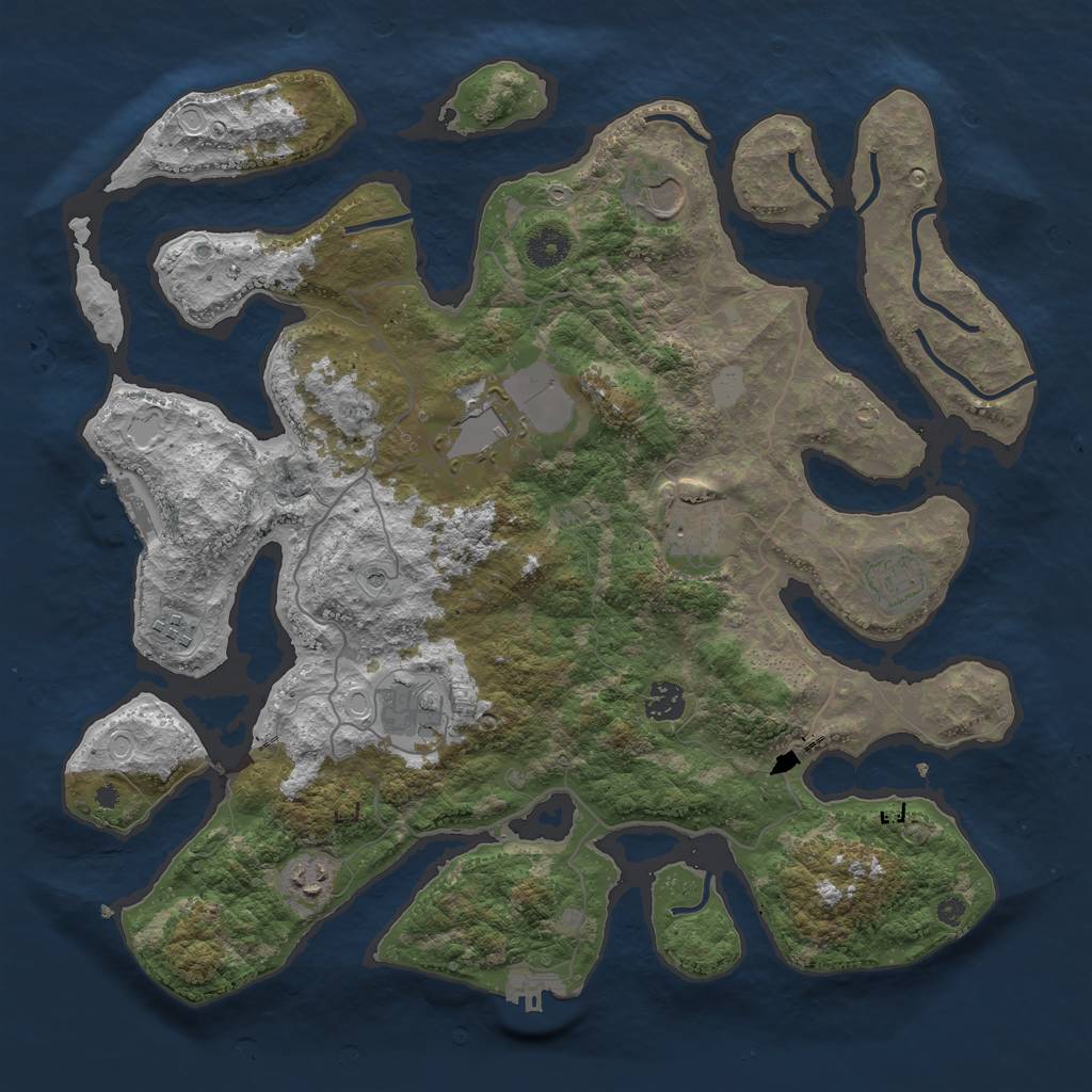 Rust Map: Procedural Map, Size: 4000, Seed: 486, 16 Monuments