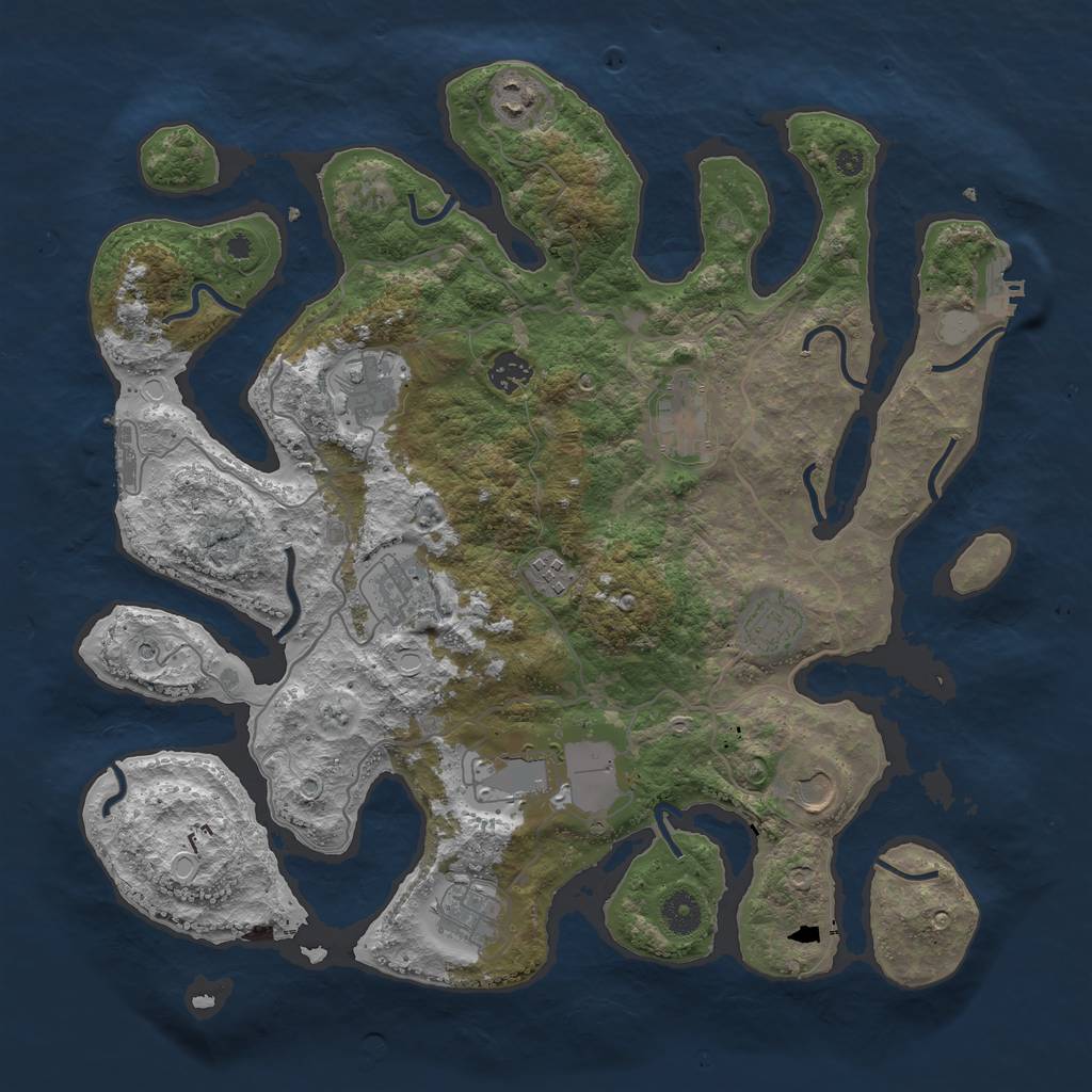 Rust Map: Procedural Map, Size: 4000, Seed: 5280, 18 Monuments