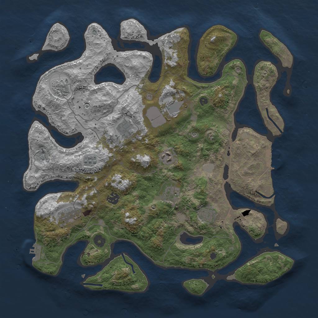 Rust Map: Procedural Map, Size: 4000, Seed: 1570610591, 17 Monuments