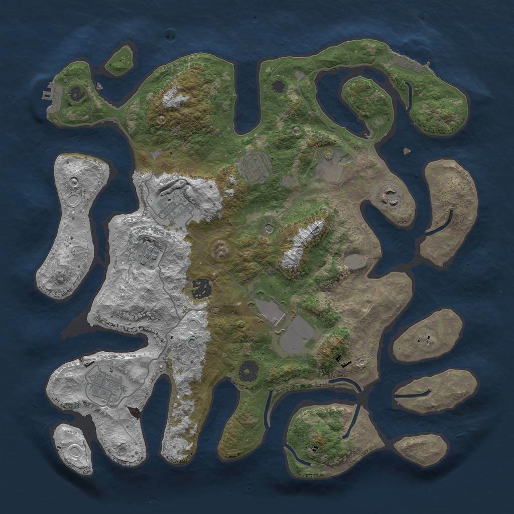 Rust Map: Procedural Map, Size: 3700, Seed: 2468, 16 Monuments