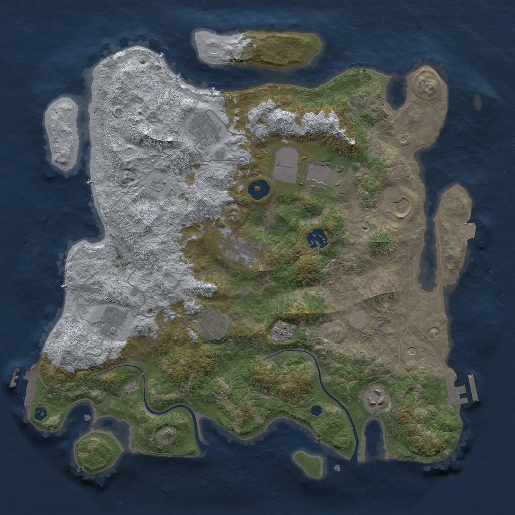 Rust Map: Procedural Map, Size: 3850, Seed: 1893496096, 15 Monuments