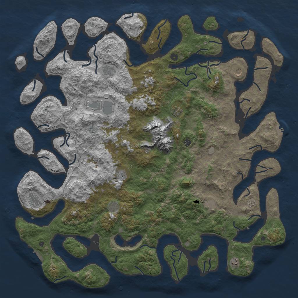 Rust Map: Procedural Map, Size: 6000, Seed: 1133938864, 19 Monuments