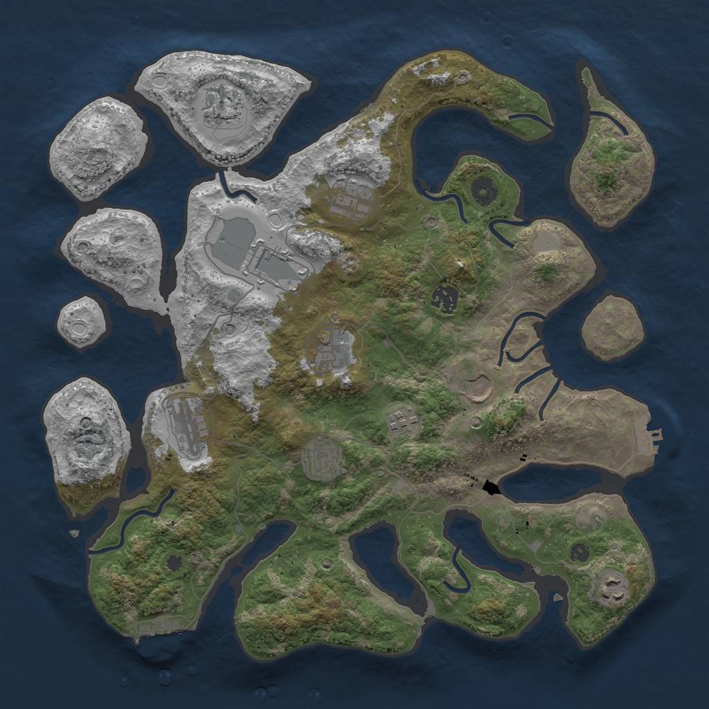 Rust Map: Procedural Map, Size: 3850, Seed: 1111530653, 18 Monuments