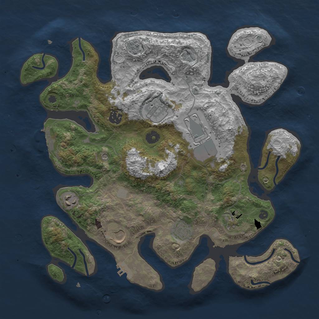 Rust Map: Procedural Map, Size: 3600, Seed: 612422119, 16 Monuments