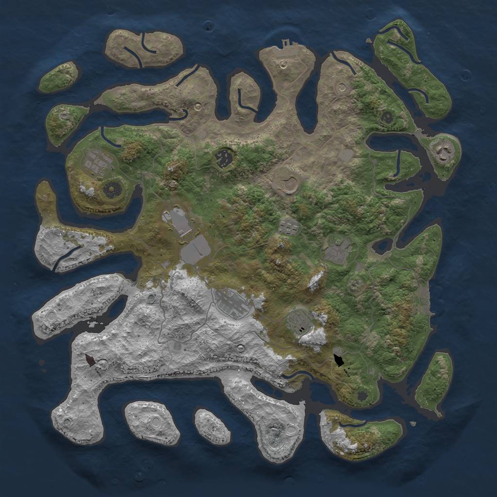Rust Map: Procedural Map, Size: 4250, Seed: 52052025, 17 Monuments