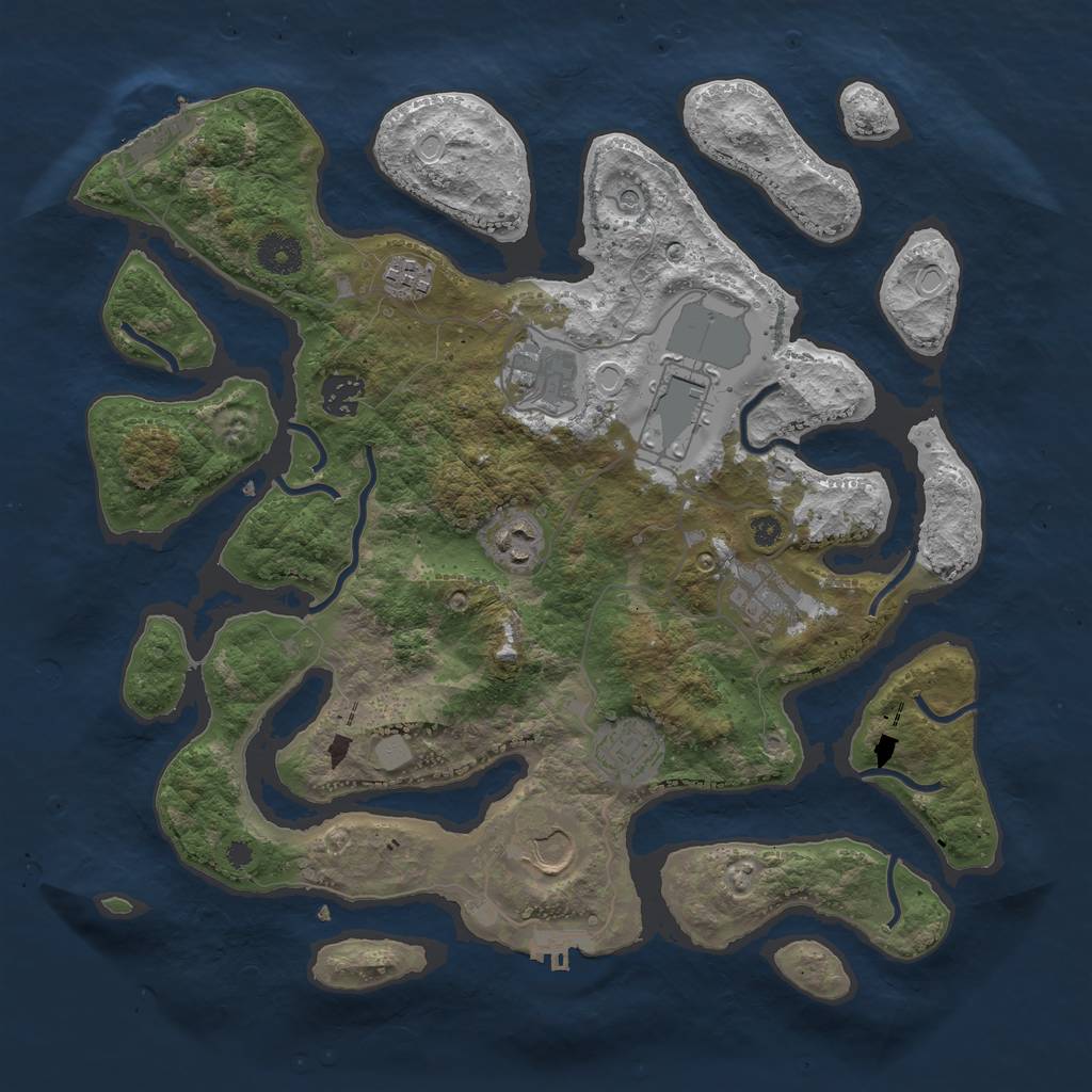 Rust Map: Procedural Map, Size: 3700, Seed: 23847, 16 Monuments