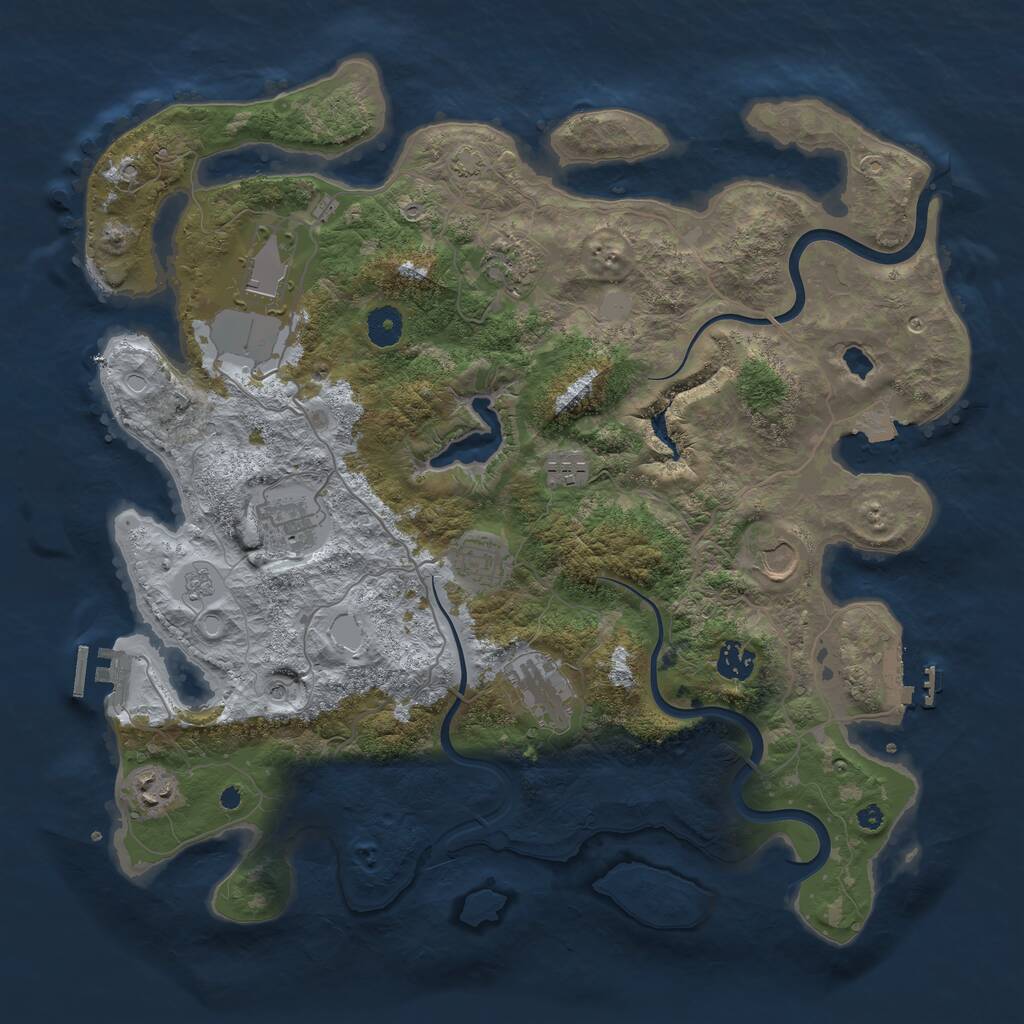 Rust Map: Procedural Map, Size: 4000, Seed: 345678, 15 Monuments