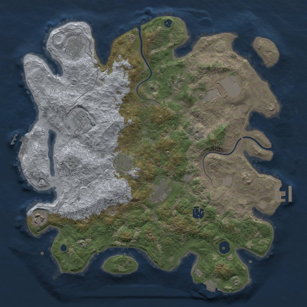 Rust Map: Procedural Map, Size: 3850, Seed: 1466210839, 15 Monuments
