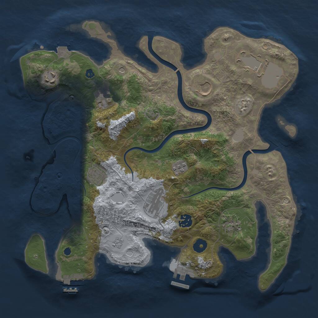 Rust Map: Procedural Map, Size: 3500, Seed: 851121727, 15 Monuments