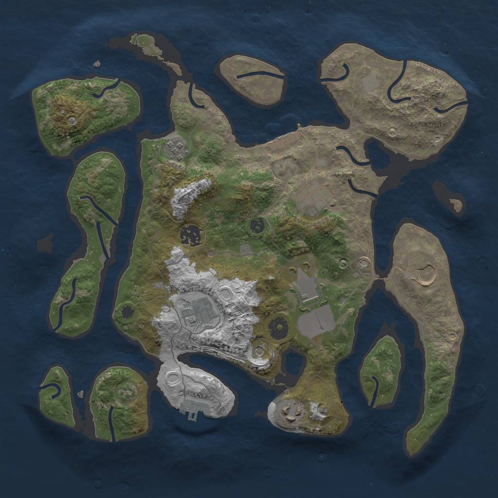 Rust Map: Procedural Map, Size: 3500, Seed: 851121727, 15 Monuments