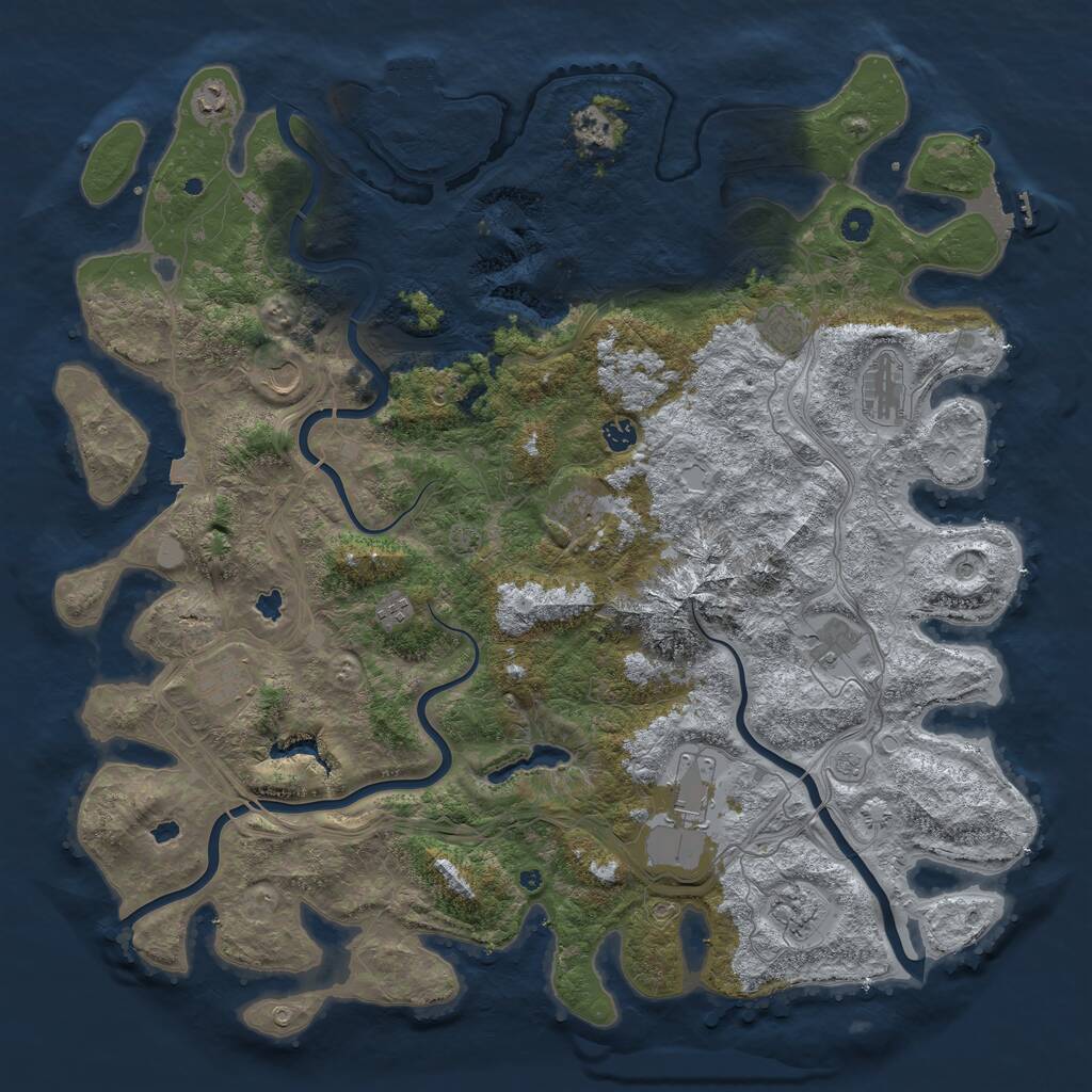 Rust Map: Procedural Map, Size: 5000, Seed: 2144, 17 Monuments