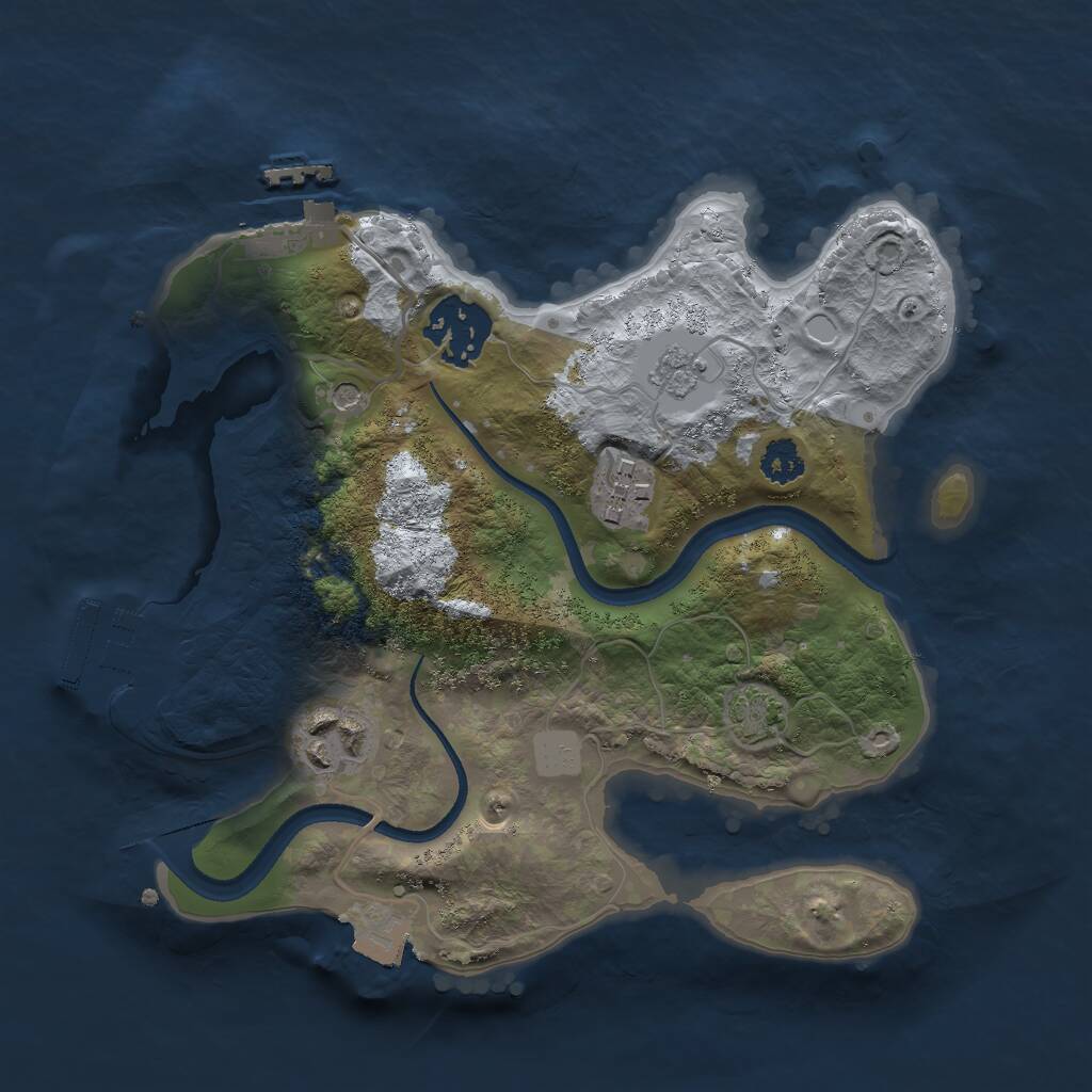 Rust Map: Procedural Map, Size: 2500, Seed: 54322, 9 Monuments