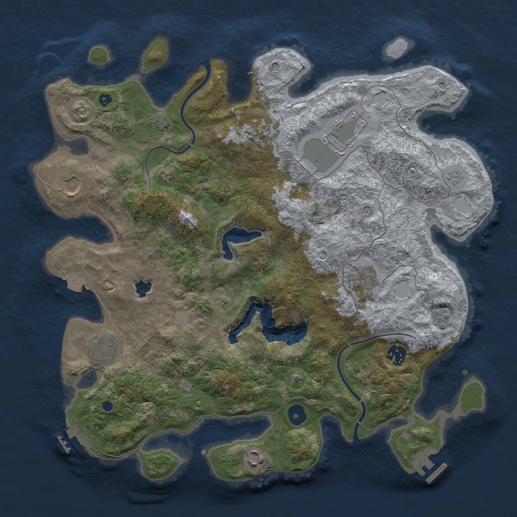 Rust Map: Procedural Map, Size: 4000, Seed: 1429273463, 14 Monuments