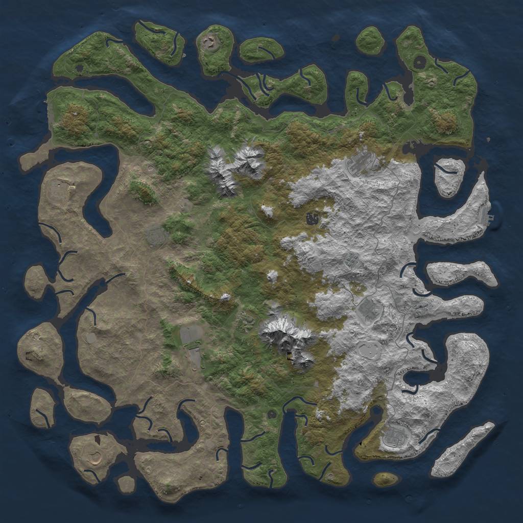 Rust Map: Procedural Map, Size: 6000, Seed: 45454, 19 Monuments